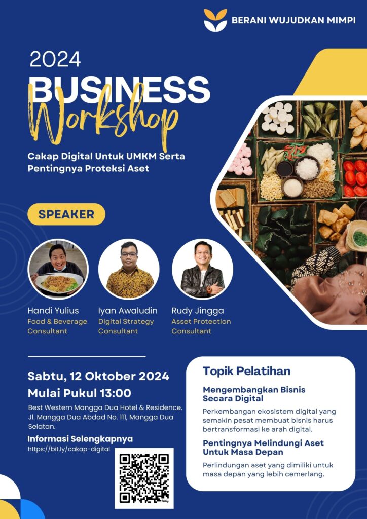 Flayer Workshop Cakap Digital Untuk UMKM Serta Pentingnya Proteksi Aset Oktober 2024